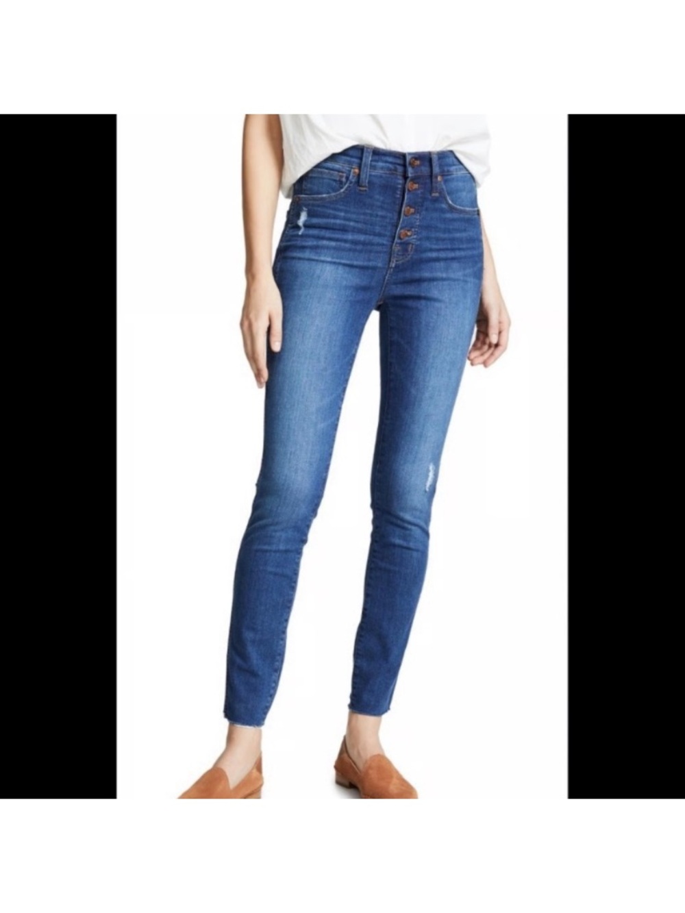 Madewell Medium Blue High-Rise Button-Fly Skinny Jeans
